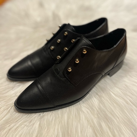 😍SOLD😍 Nine West Black Leather Loafers / Dress Shoes - Picture 1 of 5